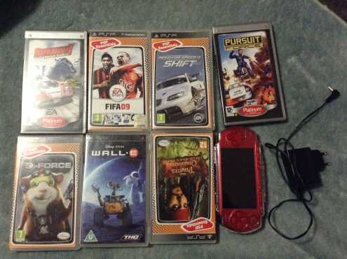 Red PSP hardly used in excellent condition  6 games