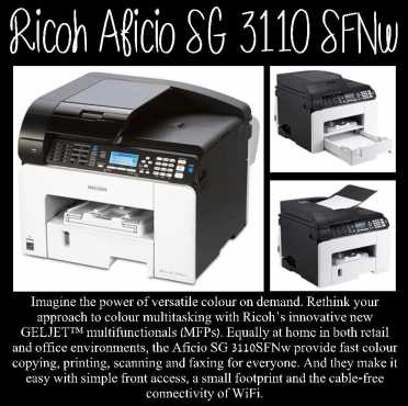 Ricoh Aficio SG 3110 SFNw Multifunction Colour Printer.