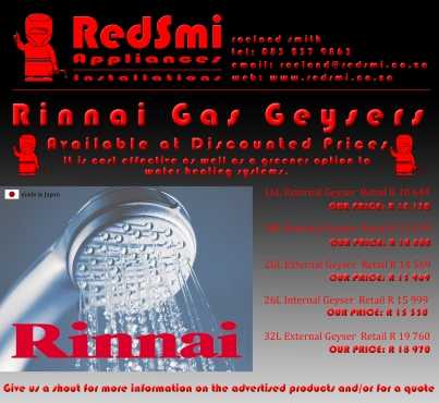 Rinnai Gas Geysers at Discouted Prices