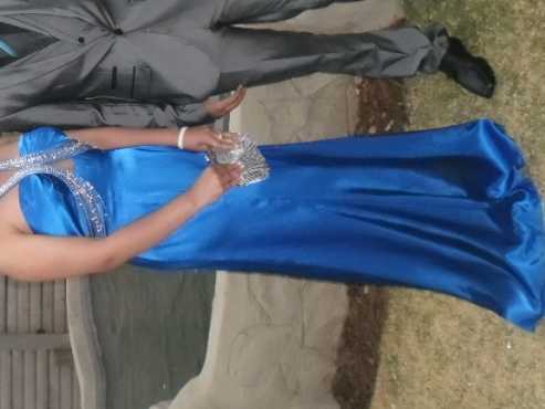 Royal blue floor length matric gown