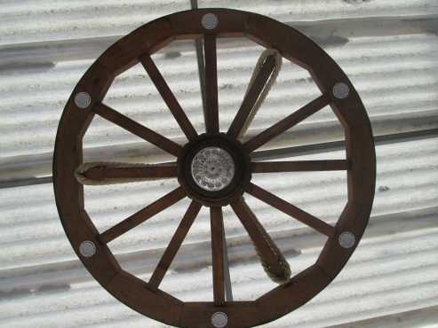 Rustic wagon wheel chandelier