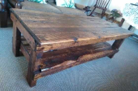 Rustic wooden coffee table