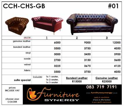 (S) NEW Chesterfield Couchesfrom R2700