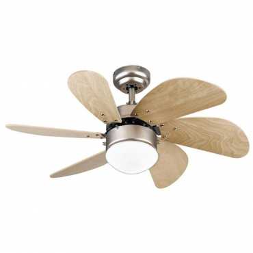 Sako Turbo Swirl 30quot Satin-Maple 6 Blade Ceiling Fan With Light DX