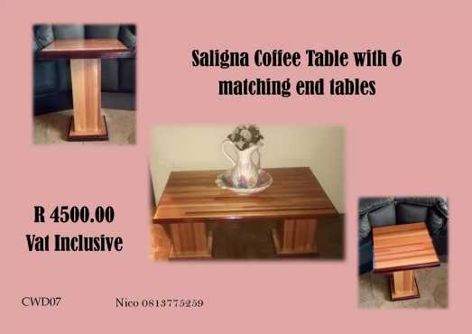 Saligna Coffee table with 6 matching side tables