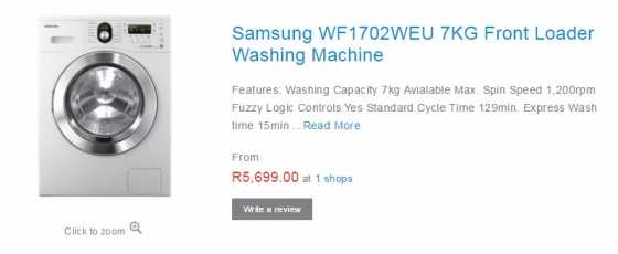 Samsung Chrome Finish 7kg Full Electronic Washing Machine           AS NEW