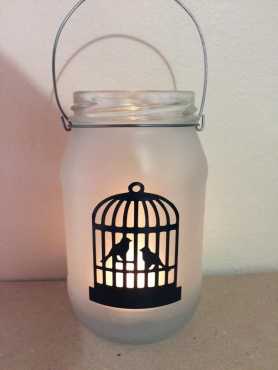 Sandblasted tea candle lanterns