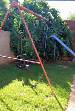 SECOND HAND JUNGLE-GYM WITH FIBERGLASS SLIDE amp SWINGS