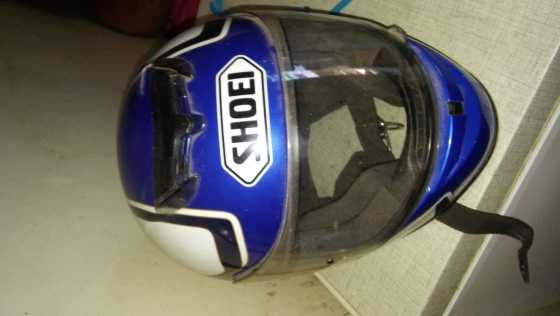 Shoei motorcycle helmet blue and white selling for cash