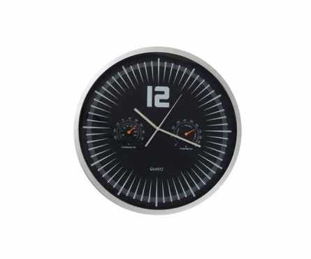 SILVER AND BLACK WEATHER STATION WALL CLOCK AMAZING DEALS GOOD QUALITY