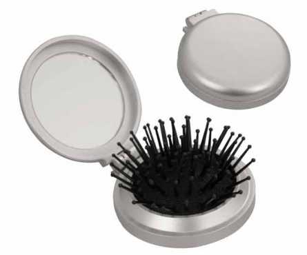 SILVER COMPACT FOLDING BRUSH ON PROMOTION