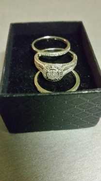 Silver - Cool Diamond Wedding Ring Set