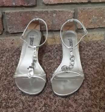 Silver Staccato Heels