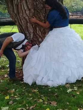 Size 14 riffled wedding skirt and adjustable hoop skirt.