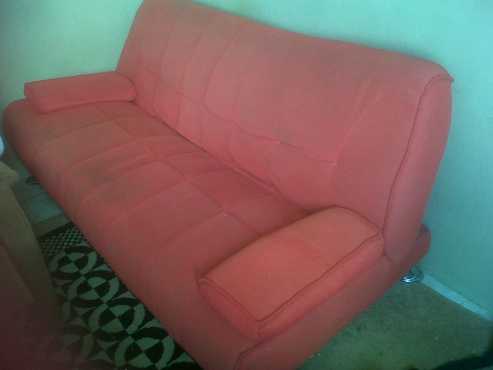 Sleeper couch 2 seater red fabric