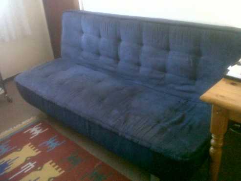 Sleeper couch  Sofa Bed (Double Bed) - Blue mock suede