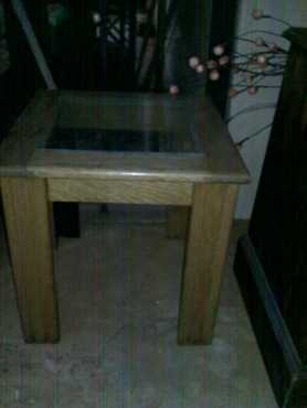 Small Oak Glass Top Coffee Table