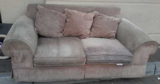 Soft Suede 2-Seater Couches with 6 Cushions