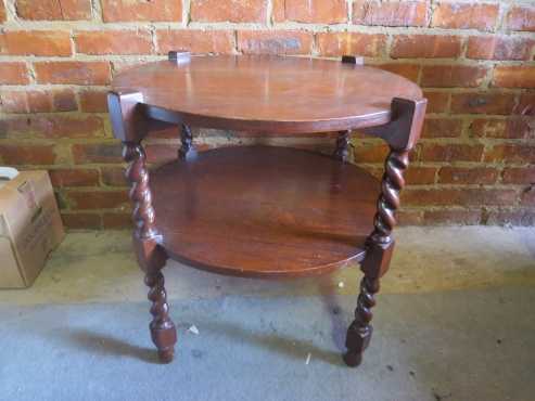 Solid Ebony dark wood round side table 60cm