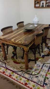 Solid Indian Rosewood dining table and chairs