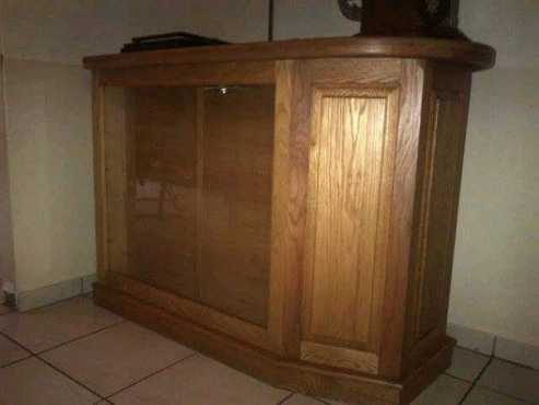 solid oak bar counter and TV cabinet