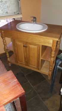 Solid Oak Bathroom Basin Caberniet