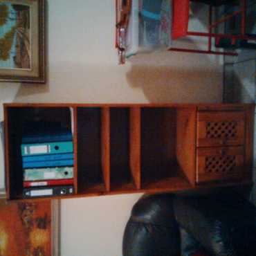 Solid pine bookcase with lattice doors