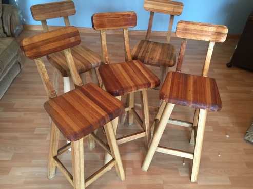 Solid Saligna Wood BarKitchen stools