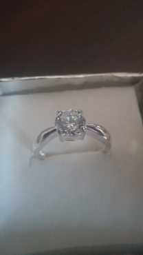 SOLID silver classic engagement ring