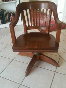 Solid wood antique swivel chair