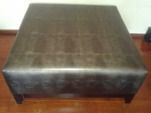 Square Processed Leather Ottoman