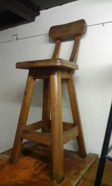 Square wooden bar stool