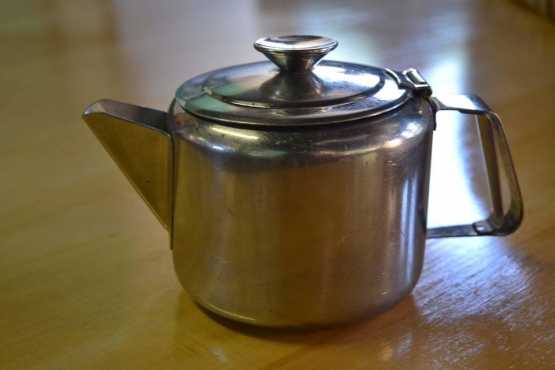 STAINLESS STEAL TEA SET WITH TEA TROLLEY