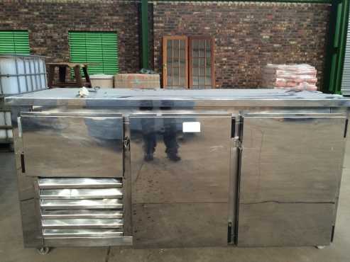 Stainless steel catering fridge for sale.