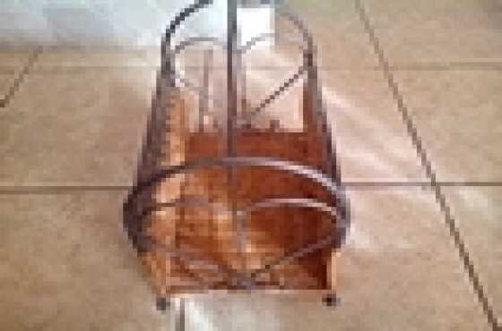 Steel and wicker magazine rack