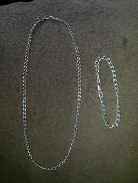 Sterling silver necklace and bracelet for sale