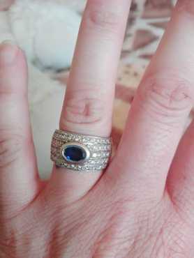 Sterling silver Ring with Blue stone