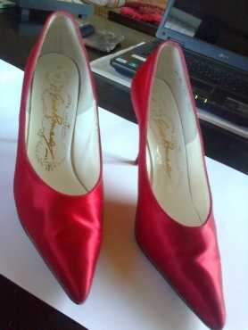 STILETTO RED SATIN SHOES AND OTHERS