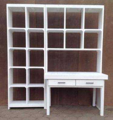 Study desk and bookshelf units Farmhouse series 1900 - White washed