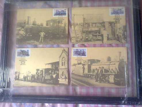 Stunning vintage steam locomotives in floating frame