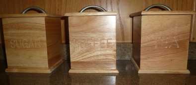 Stylish Wooden containers for Coffee, Tea and Sugar (Brand new)