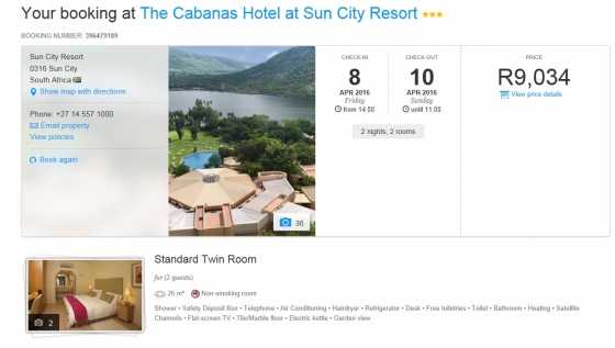 Sun CityCabanas available for Weekend of 8 - 10 April