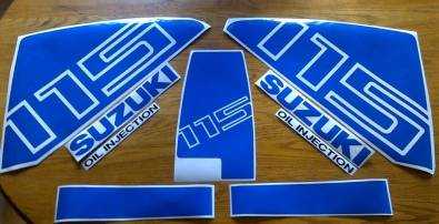 Suzuki DT 115 HP motor cowl decals stickers sets