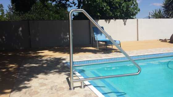 Swimming pool hand rail, outside mount, Stainless steel, DIY kit.