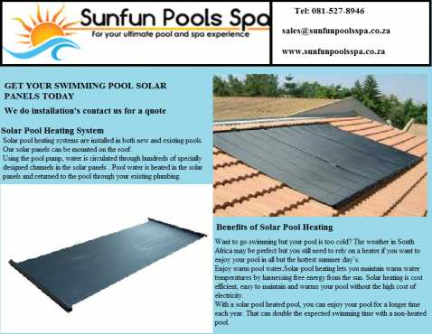 Swimming pool solar panel heating