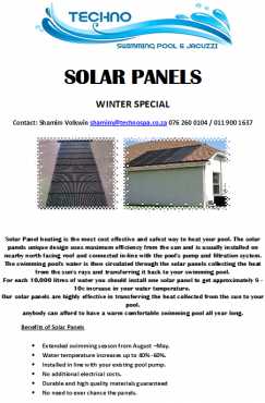 Swimming pool solar panels