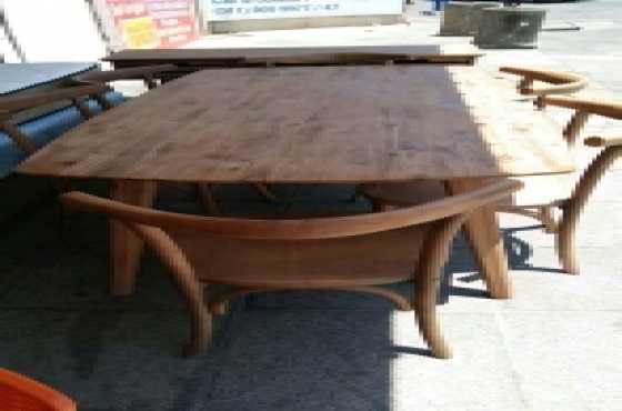 table and chairs and console