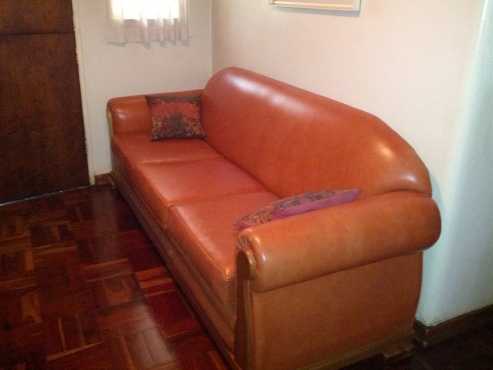 Tan 3-seater genuine leather couch