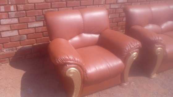 Tan leather sofa set