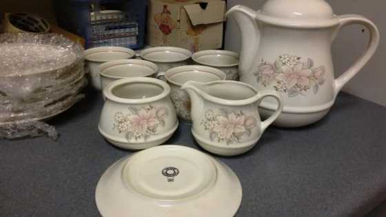 Tea Set decorated with Pink Flowers